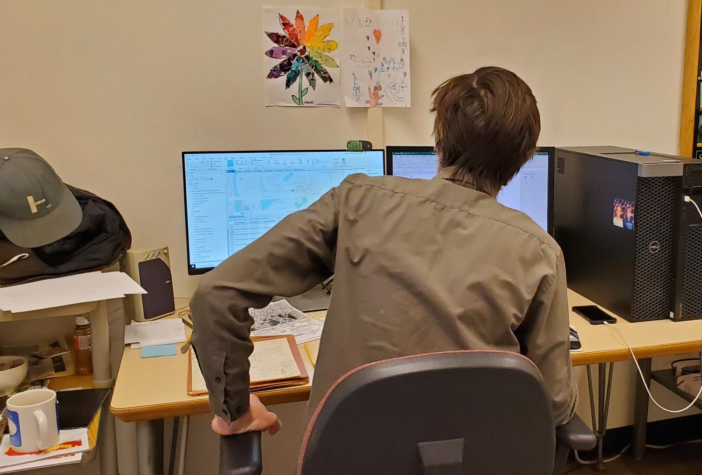 Data specialist Bryan Preston works on a map on his office computer.